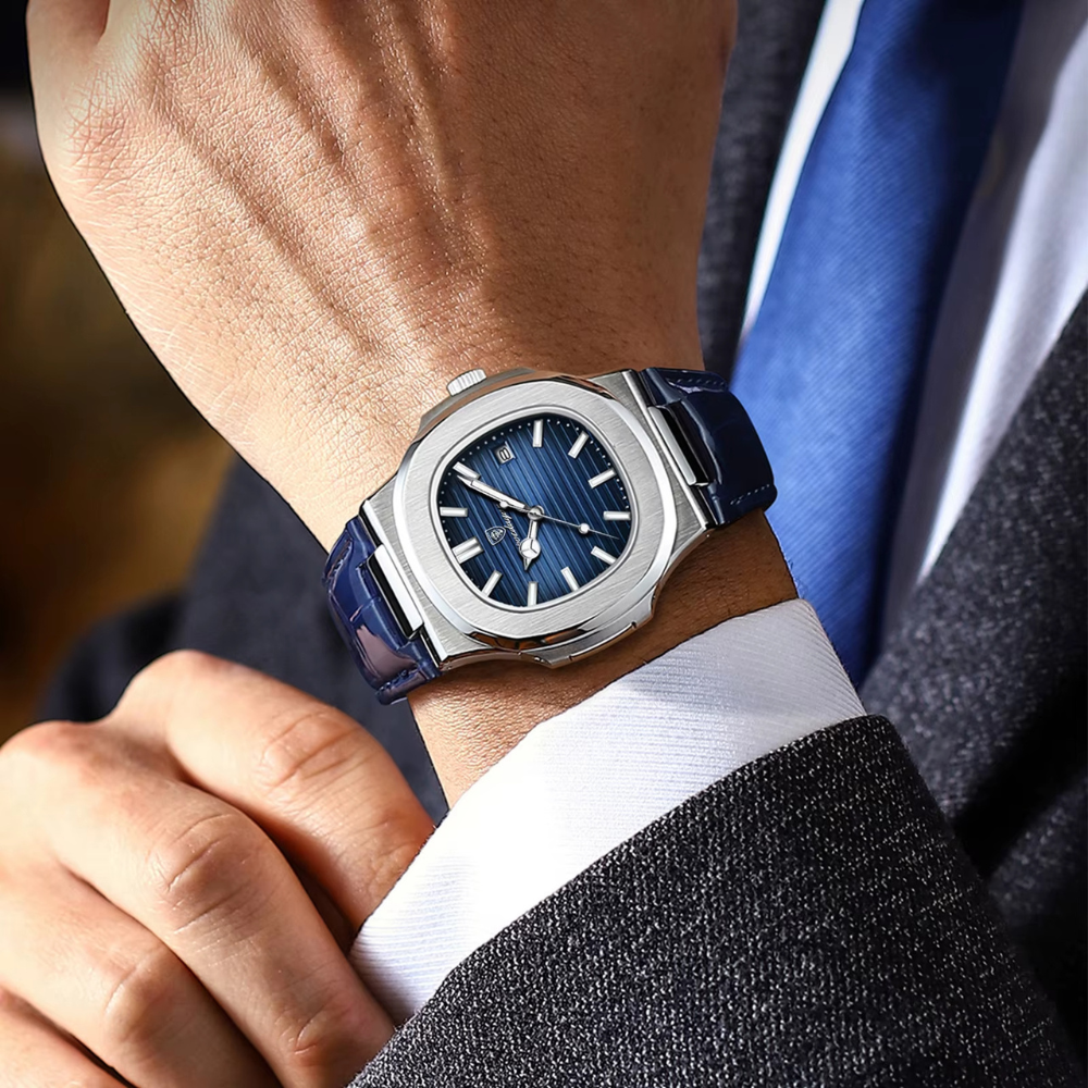 Montre Luxe Homme Style Nautilus Bracelet Cuir