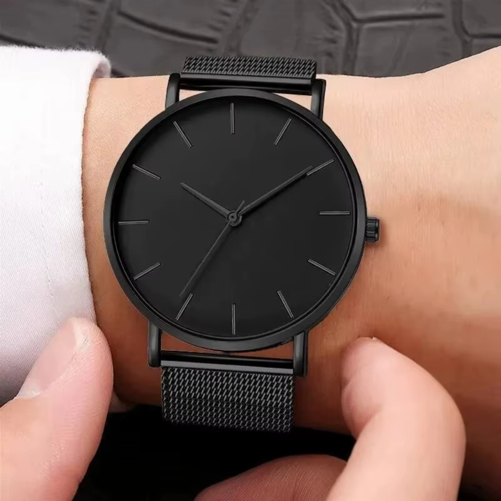 Montre Luxe Homme Noire Minimaliste