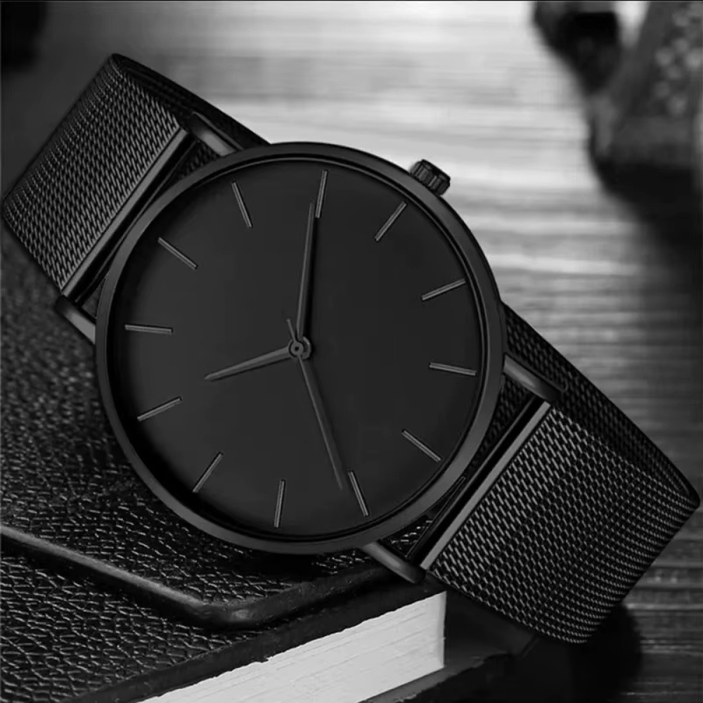 Montre Luxe Homme Noire Minimaliste