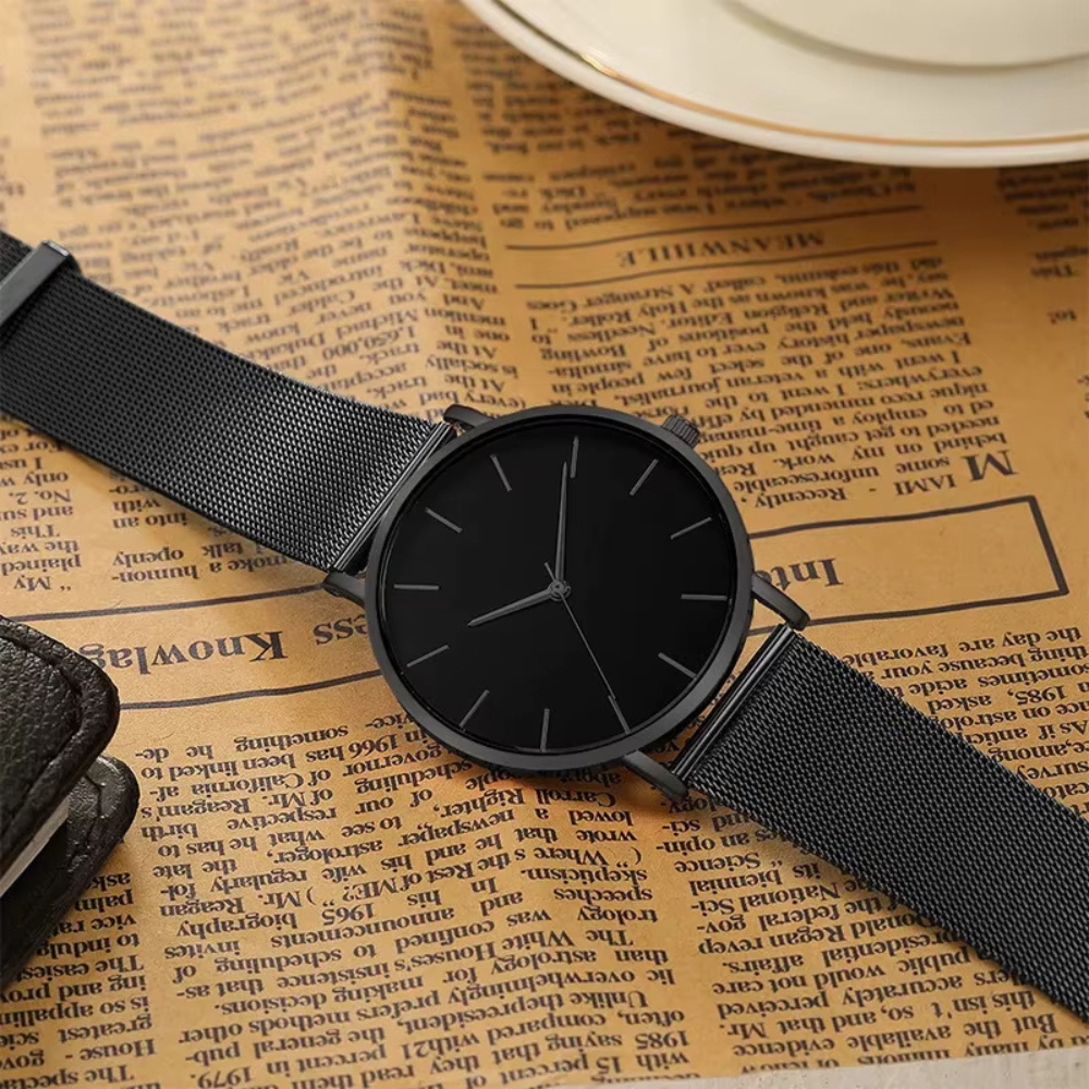 Montre Luxe Homme Noire Minimaliste