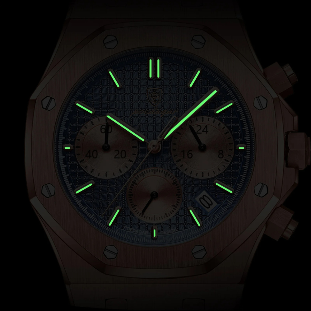 Montre Luxe Chronographe Homme, Cadran Texturé