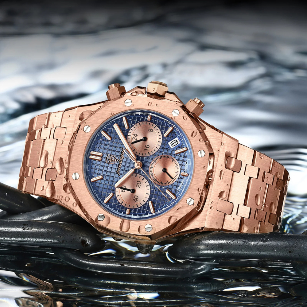 Montre Luxe Chronographe Homme, Cadran Texturé