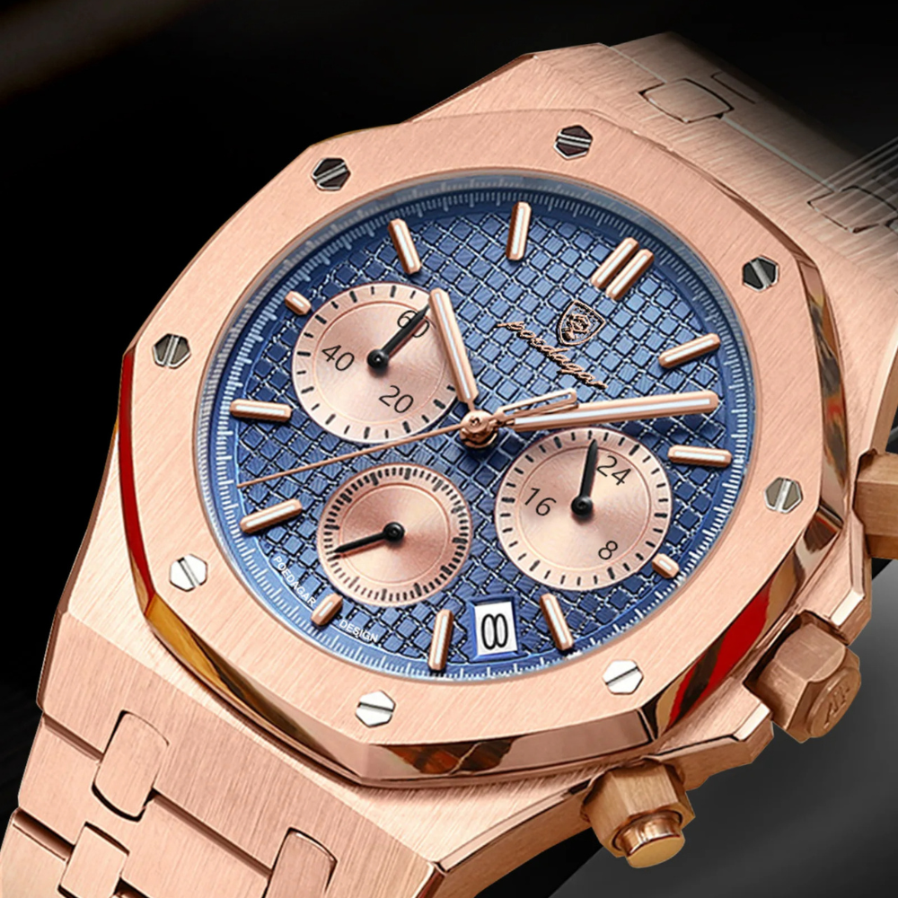 Montre Luxe Chronographe Homme, Cadran Texturé