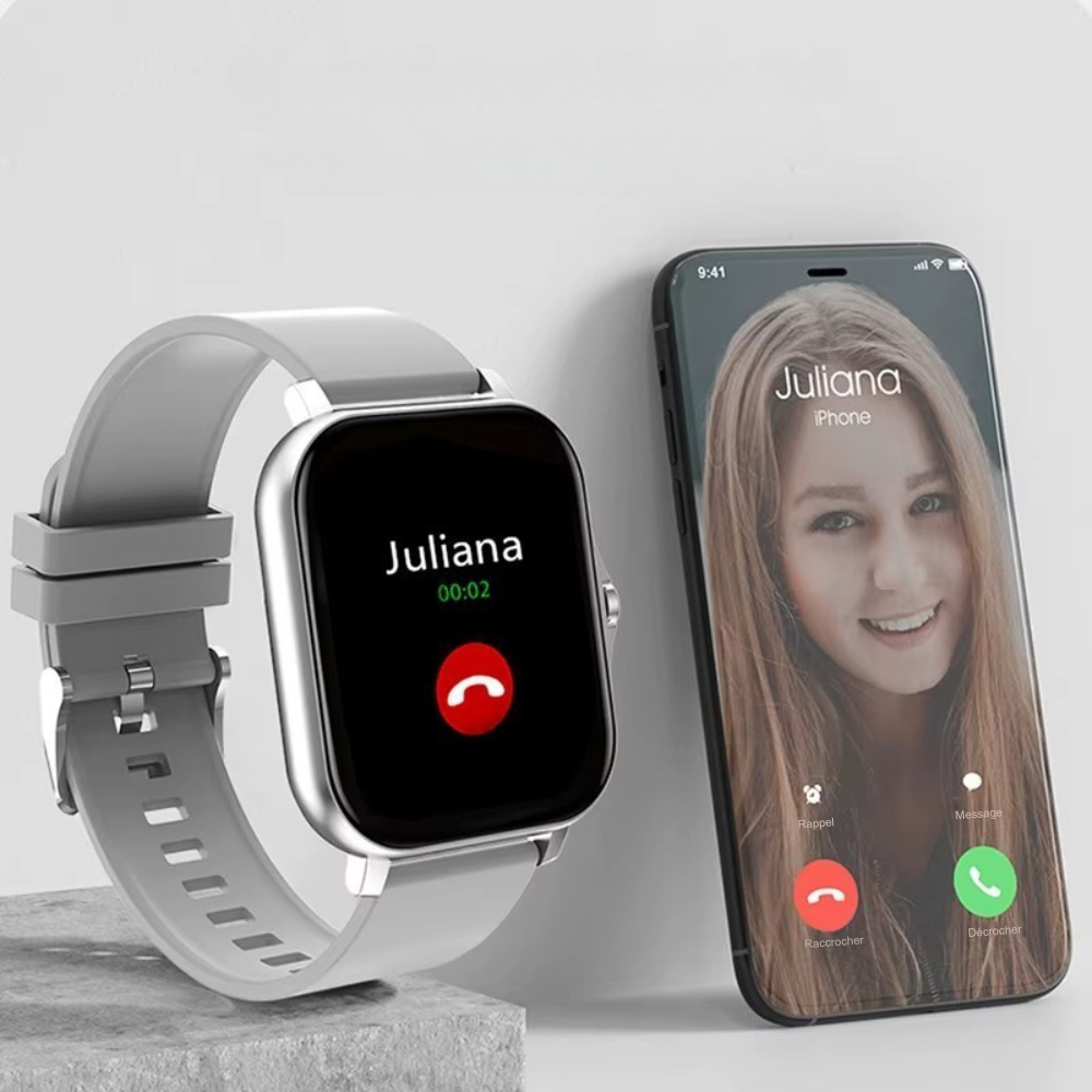 Montre Connectée Homme Écran Tactile, Suivi Santé et Notifications