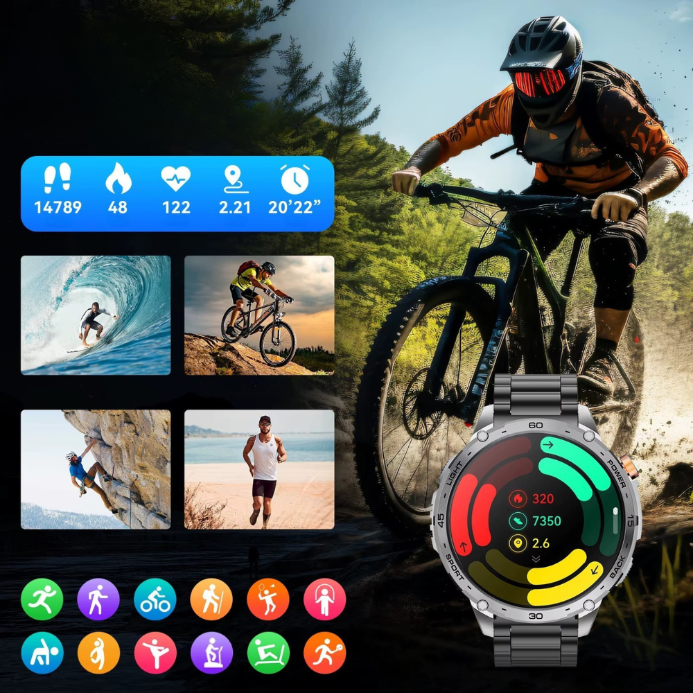 Montre connectée homme avec appel Bluetooth et assistant vocal