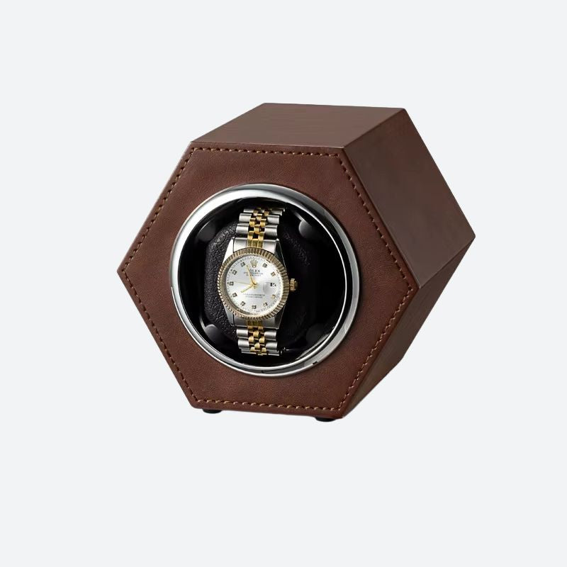 Remontoir automatique USB Cuir Hexagonal