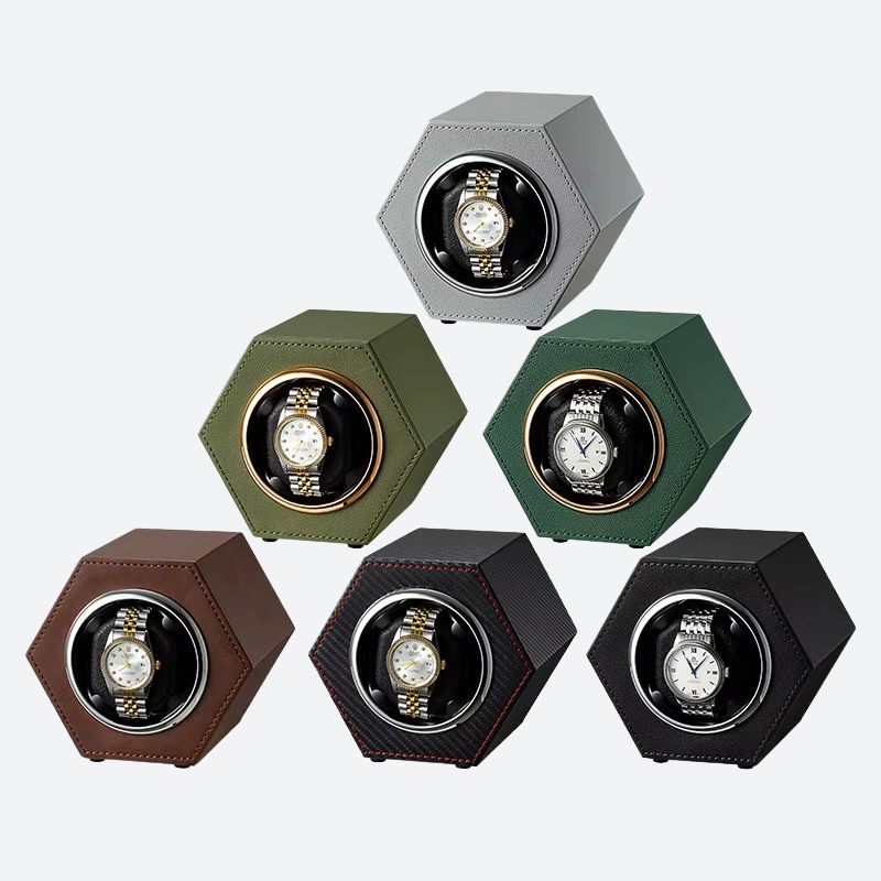 Remontoir automatique USB Cuir Hexagonal