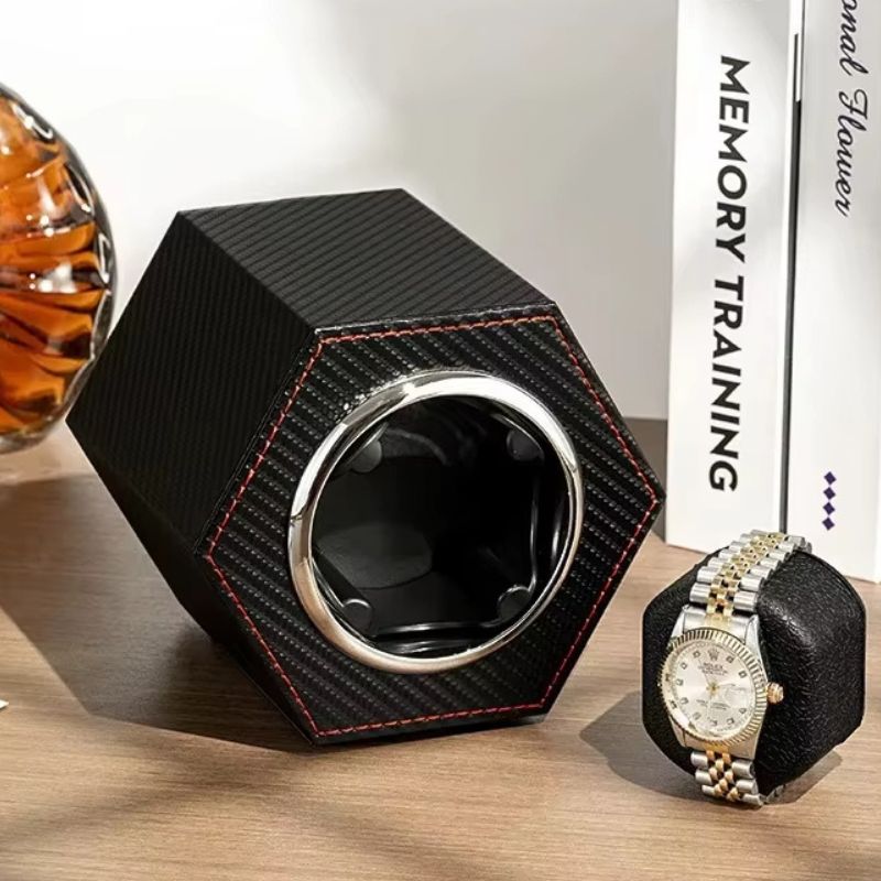 Remontoir automatique USB Cuir Hexagonal