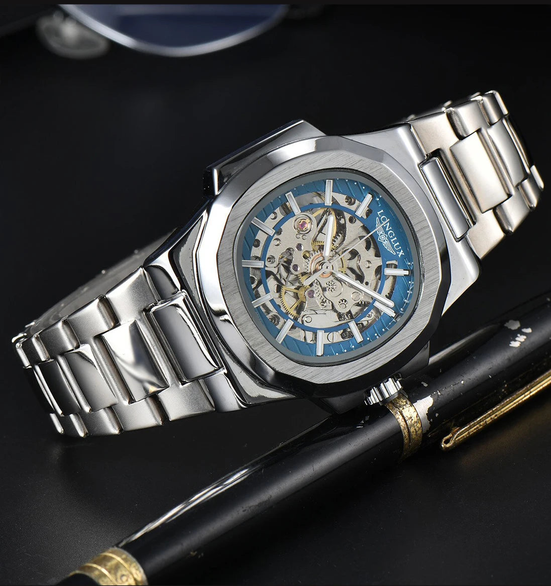 Montre Automatique Squelette Design Homme Moderne