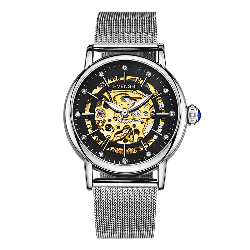 Montre squelette femme bracelet maille or rose