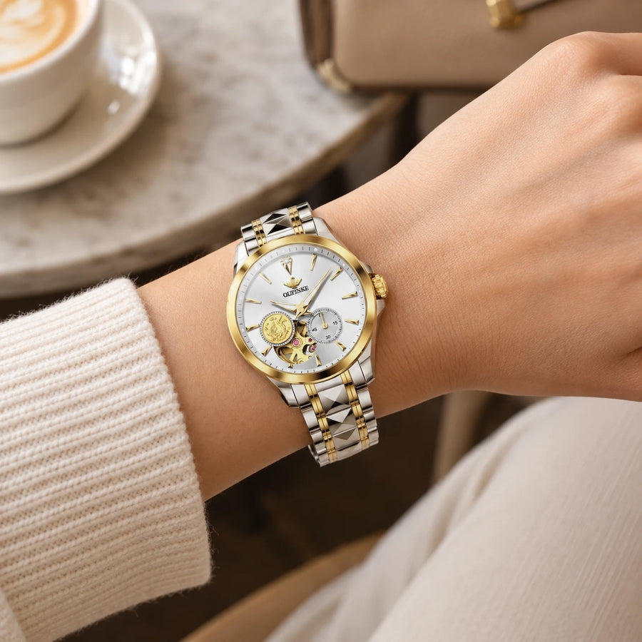 Montre Automatique Femme Bicolore Cadran Squelette 33 mm - Utilisation du produit - classique