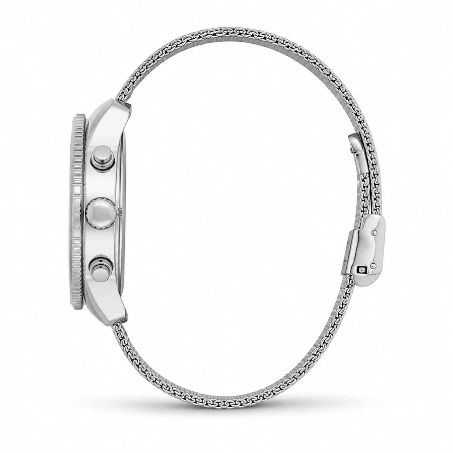 Montre Digitale Femme avec Podomètre et Bracelet Maille - Photo côté