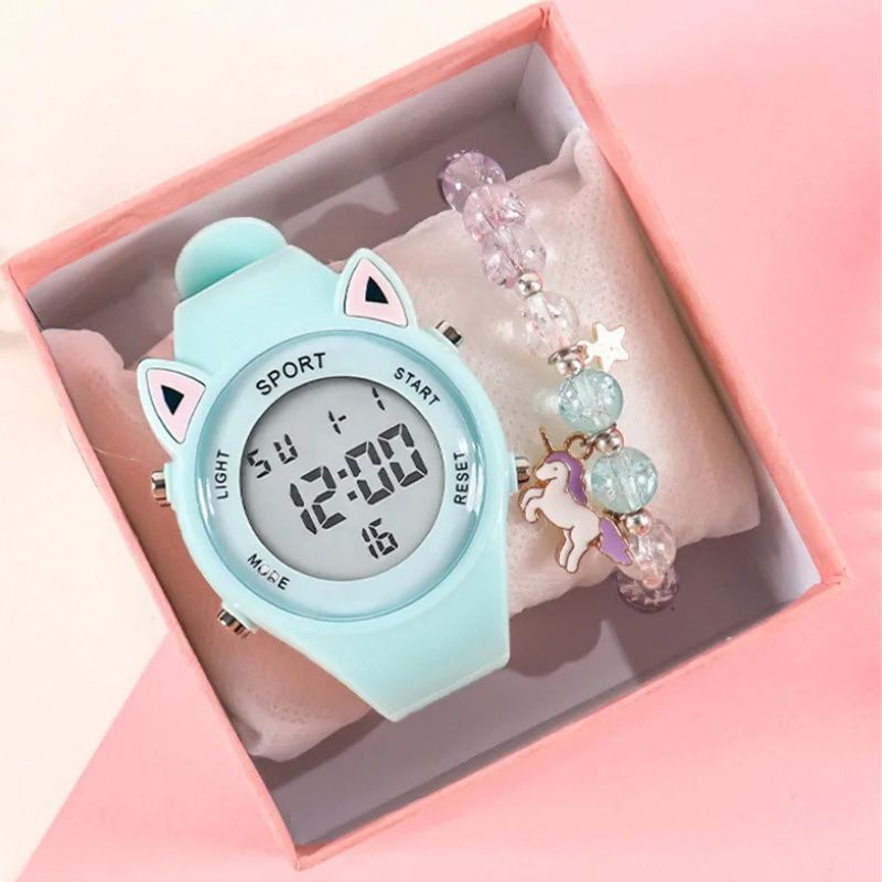 Montre Chat Digitale Enfant avec Bracelet Licorne