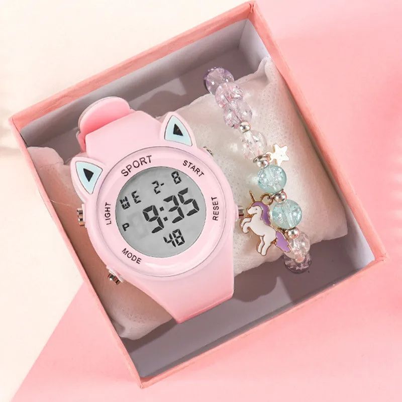 Montre Chat Digitale Enfant avec Bracelet Licorne