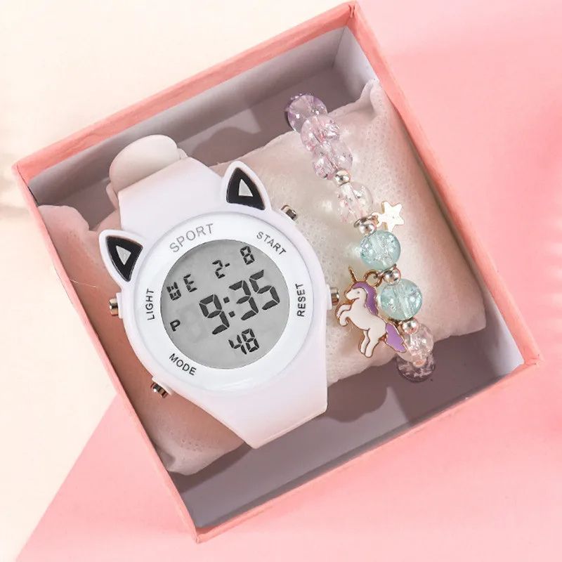 Montre Chat Digitale Enfant avec Bracelet Licorne