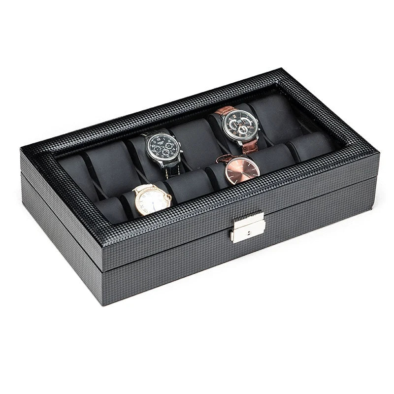 Boite à Montre Édition Carbone Noir - 12 emplacements