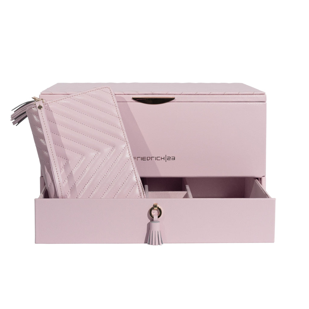 Boite à bijoux avec pochette en cuir véritable Aurora