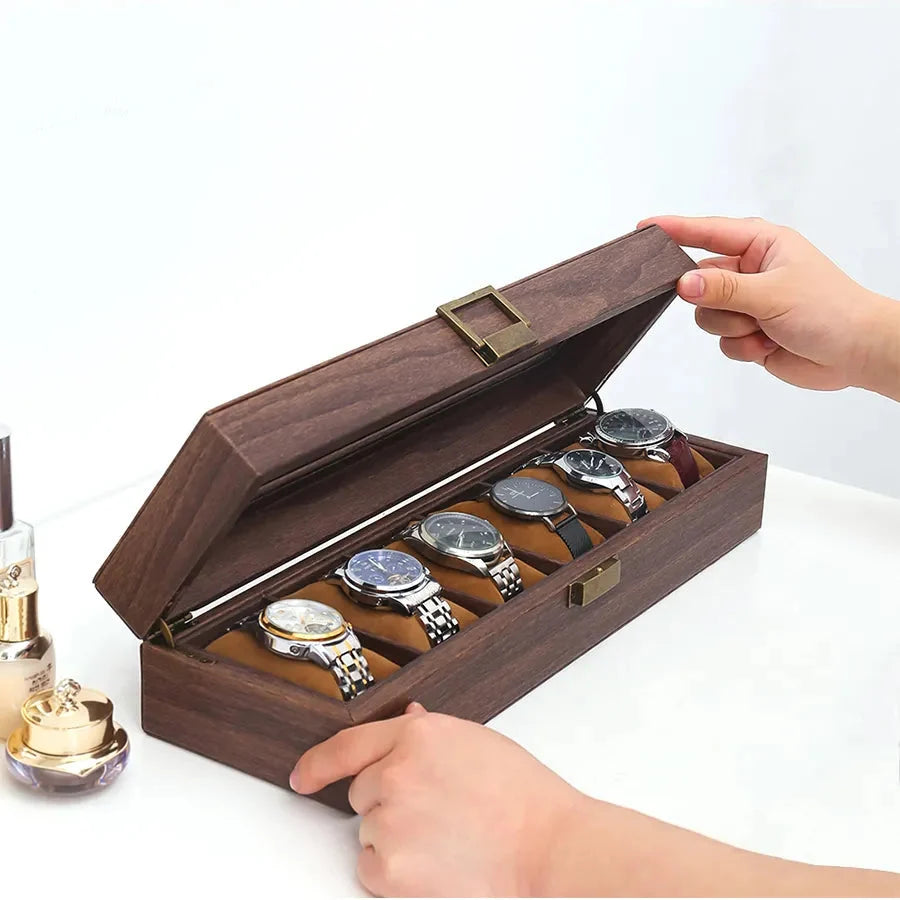 Boite à montres en bois Premium - 6 emplacements