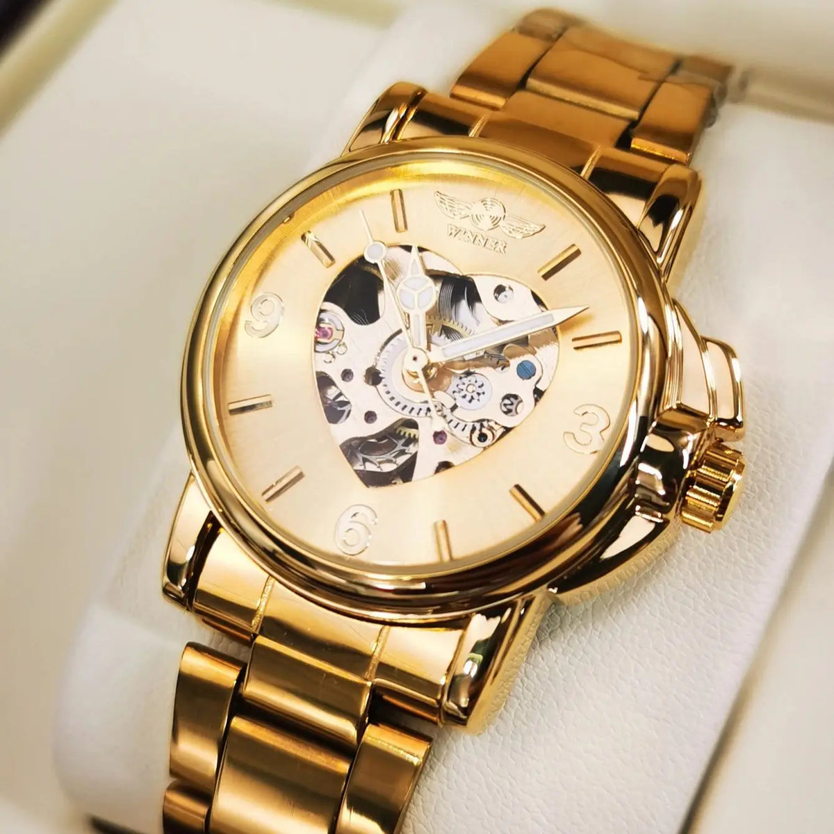 Montre Automatique Femme Squelette Style Élégance Dorée