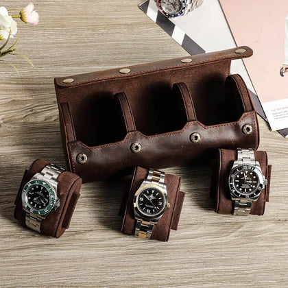 Étui Montre Cuir pour 3 Montres avec Compartiments