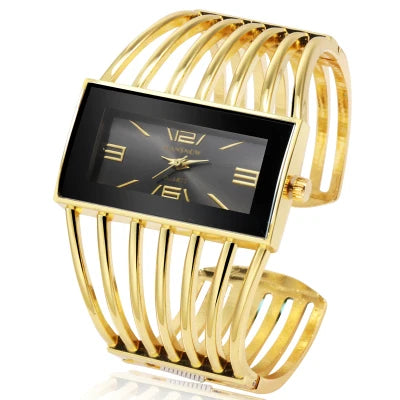 Montre Vintage Femme Jonc Ajouré, Cadran Rectangulaire