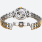 Montre Automatique Femme Bracelet Bicolore & Aiguilles Phosphorescentes vue de derrière avec le mécanisme apparent