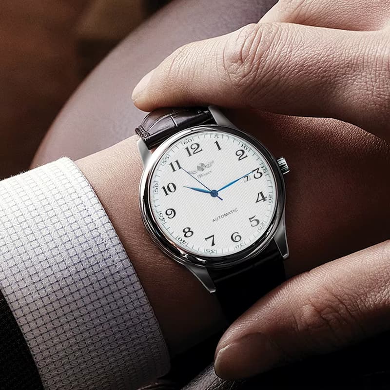Montre Automatique Homme Bracelet Cuir Image