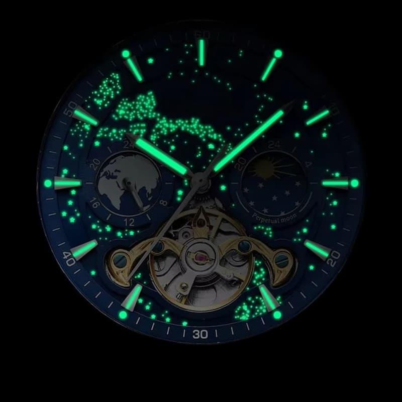 Montre Automatique Homme Design Céleste Lumineux