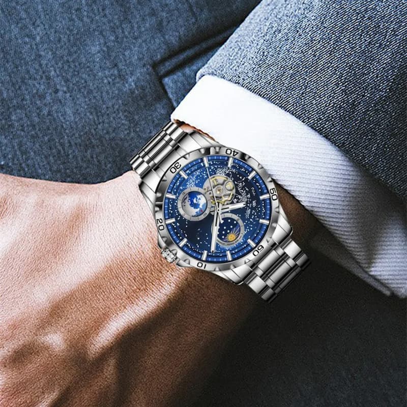 Montre Automatique Homme Étanche Design Galaxie