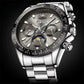 Montre Chronographe Homme Acier Inoxydable Moon Phase