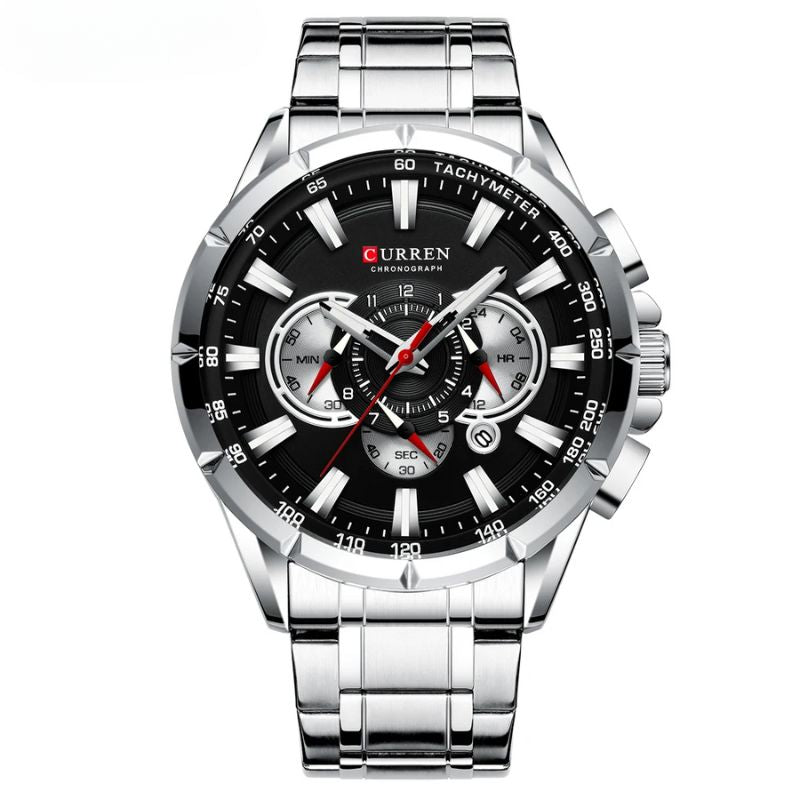 Montre Chronographe Homme Cadran Bleu et Bracelet Acier