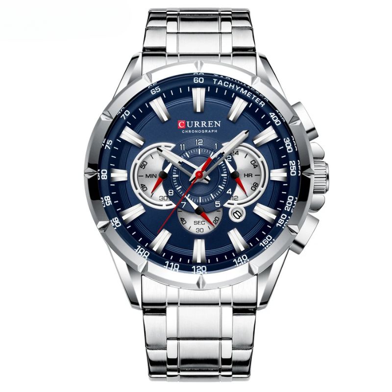 Grande Montre Homme Chronographe à Quartz design sport sur fond gris 