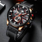 Montre Chronographe Homme à Quartz, Boîtier Large Bracelet Cuir