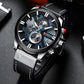 Montre Chronographe Homme à Quartz, Boîtier Large Bracelet Cuir