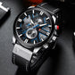 Montre Chronographe Homme à Quartz, Boîtier Large Bracelet Cuir