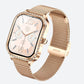 Montre Connectée Femme Cadran Rose Doré à Strass sur fond gris