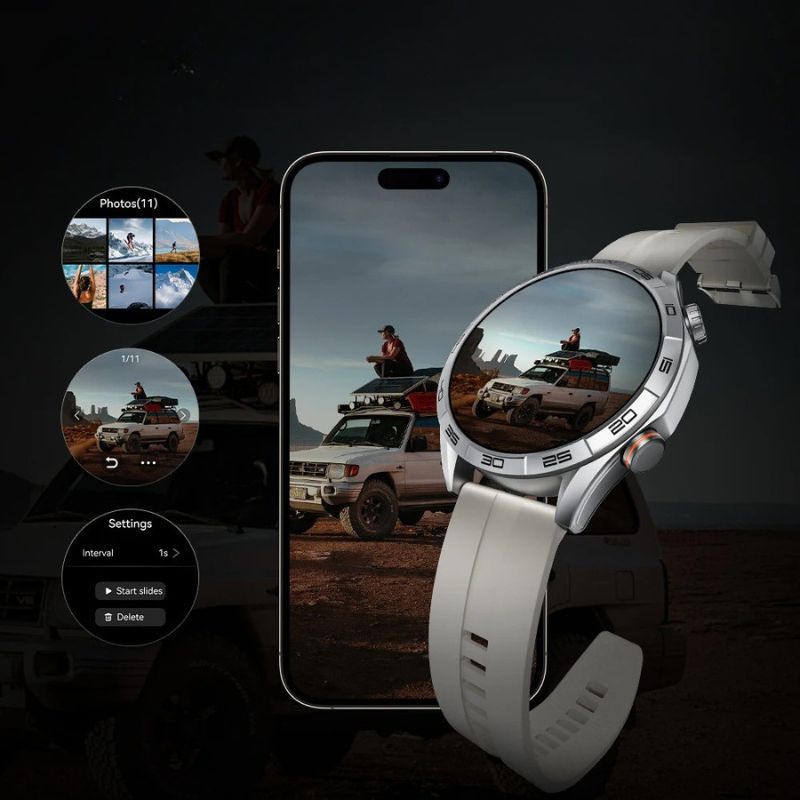 Montre Connectée Homme à Cadran Mécanique et Écran AMOLED grise et les fonctionnalités de la montre 