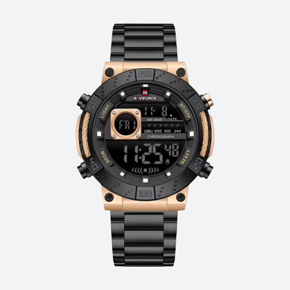 Montre Digitale Homme Ronde Acier, Multifonction