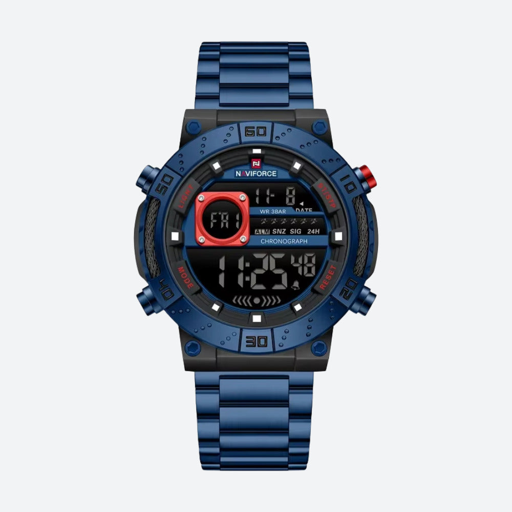 Montre Digitale Homme Ronde Acier, Multifonction