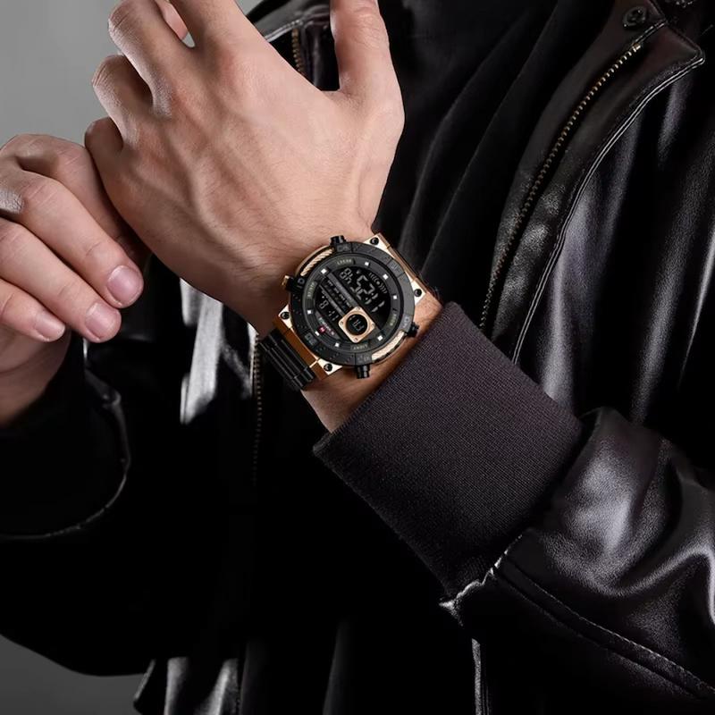 Montre Digitale Homme Ronde Acier, Multifonction