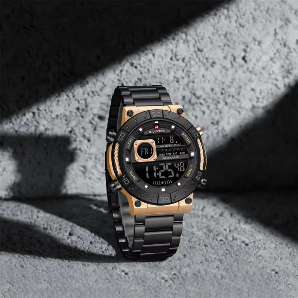 Montre Digitale Homme Ronde Acier, Multifonction