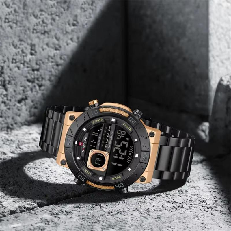 Montre Digitale Homme Ronde Acier, Multifonction