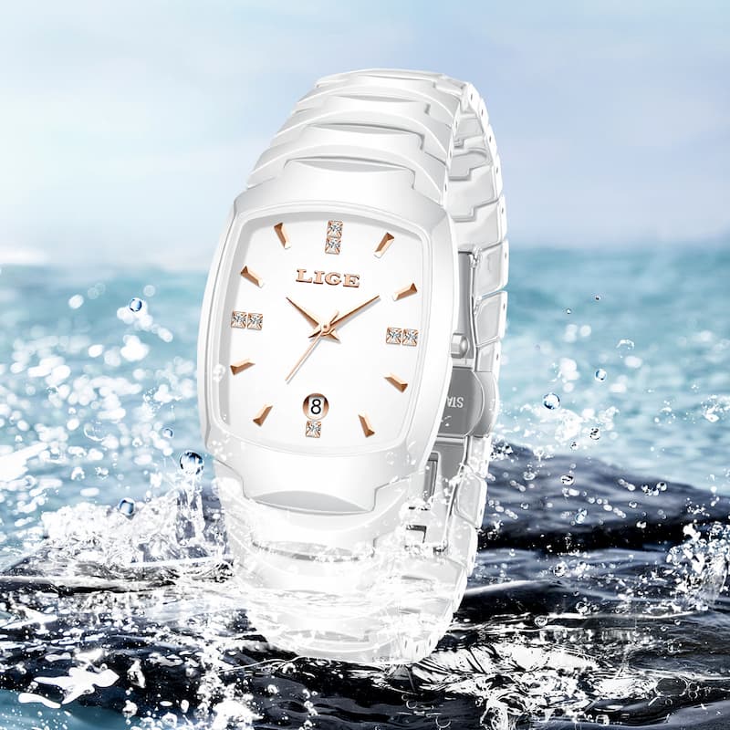 Montre Femme Blanche Élégante Acier Inoxydable Quartz Image