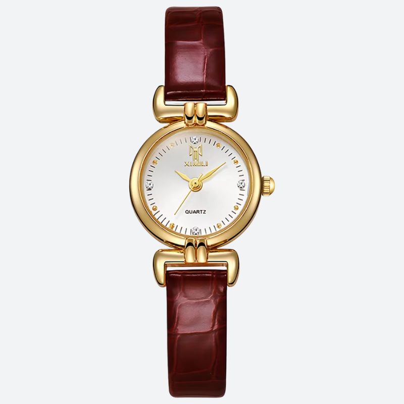 Montre Femme Minimaliste Quartz Cuir Croco