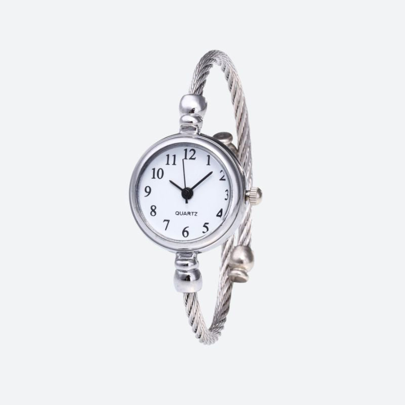 Montre Femme Quartz Rétro Ronde Acier