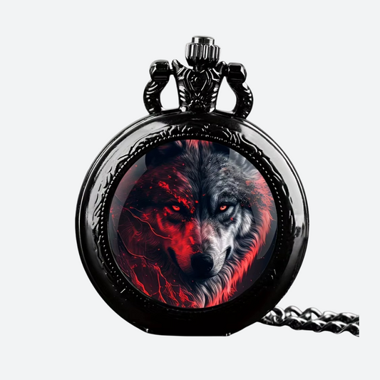 Montre à Gousset Homme Quartz, Design Animal Gravé