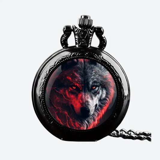 Montre à Gousset Homme Quartz, Design Animal Gravé