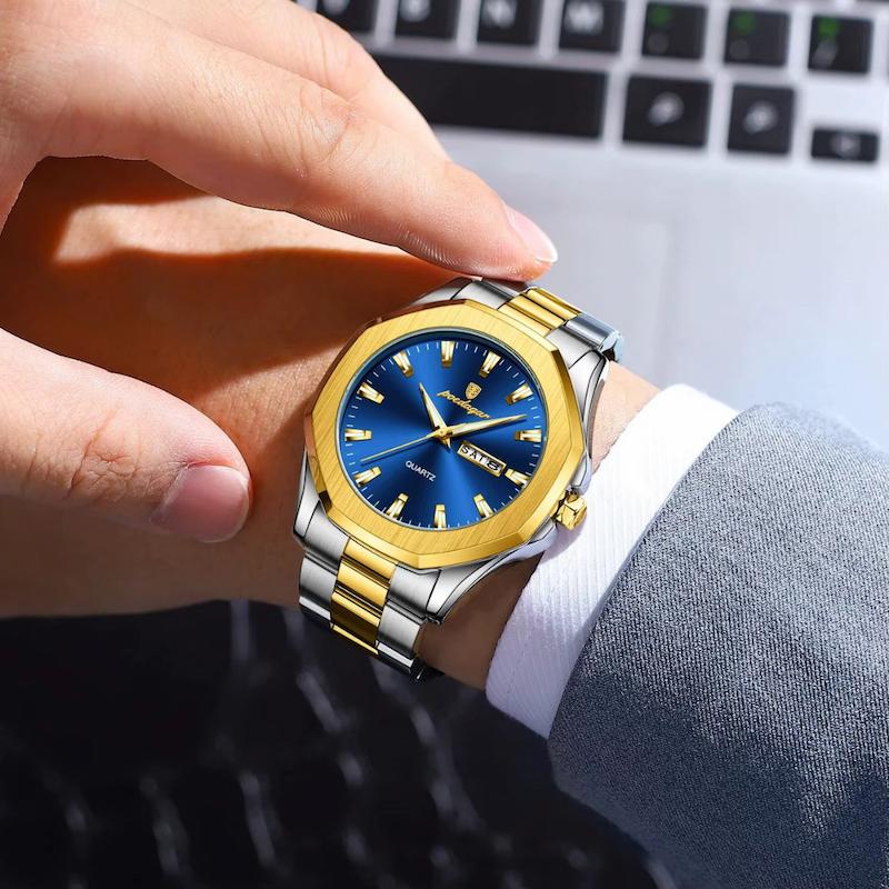 Montre Homme Acier Bicolore Quartz, Jour/Date