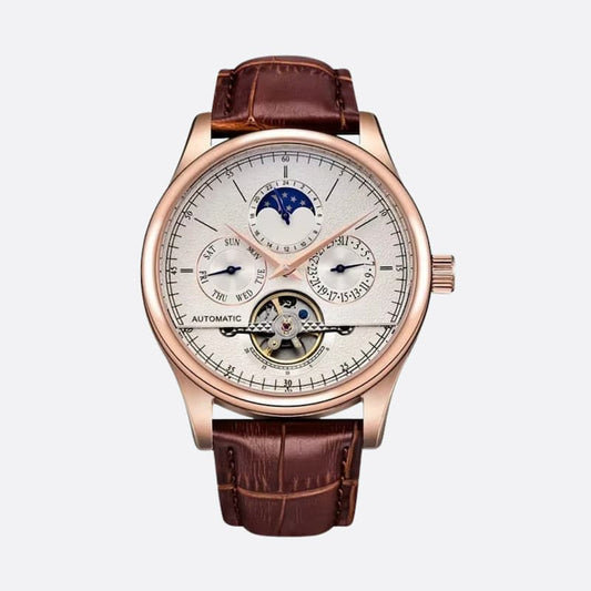 Montre Homme Automatique avec Phase de Lune et Tourbillon