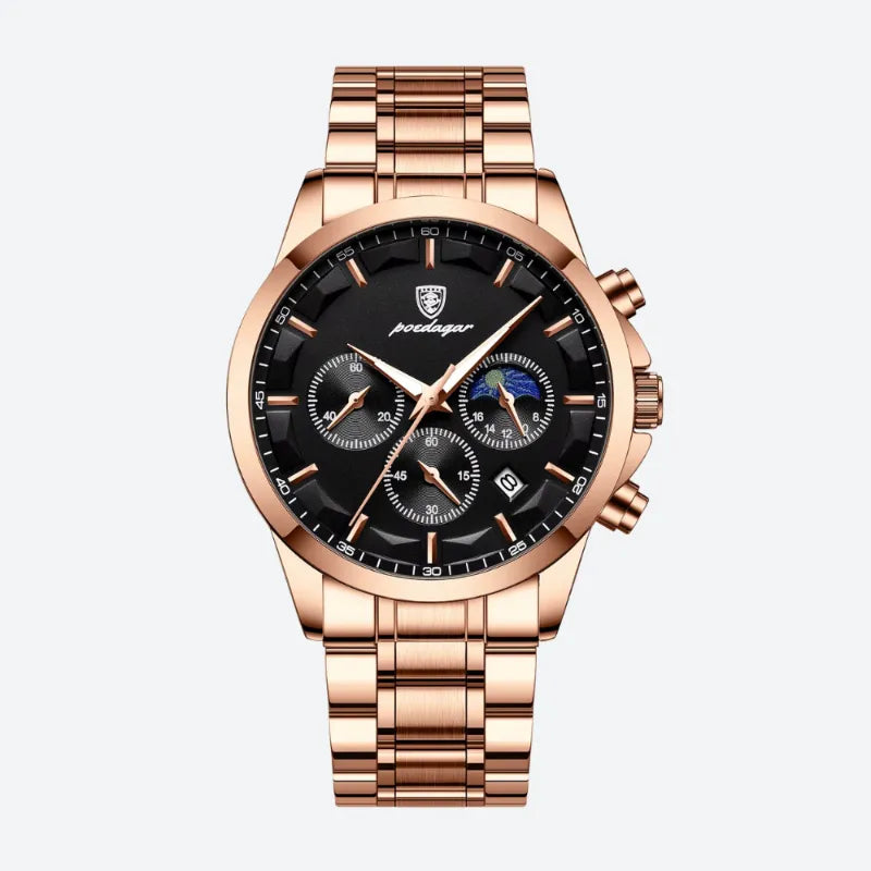 Montre Homme Chronographe Quartz, Bracelet Acier Inoxydable